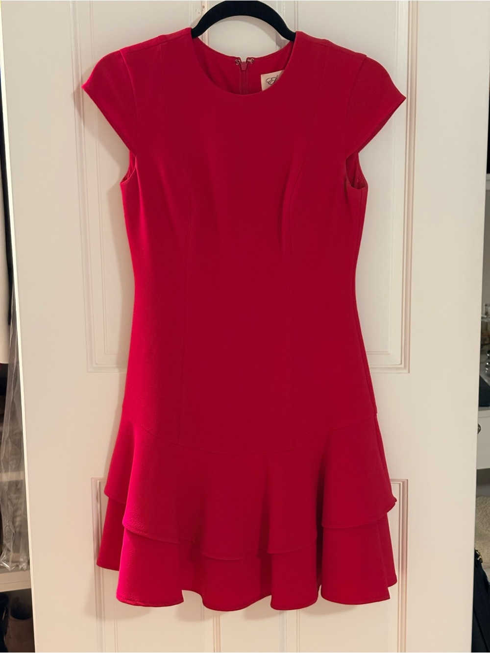 Eliza J Bright Red Ruffle-Hem Mini Dress